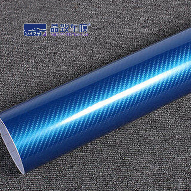 colore blu scuro della fibra del carbonio del film 3D del vinile dell'ANIMALE DOMESTICO di 1.52x30M Stretchable