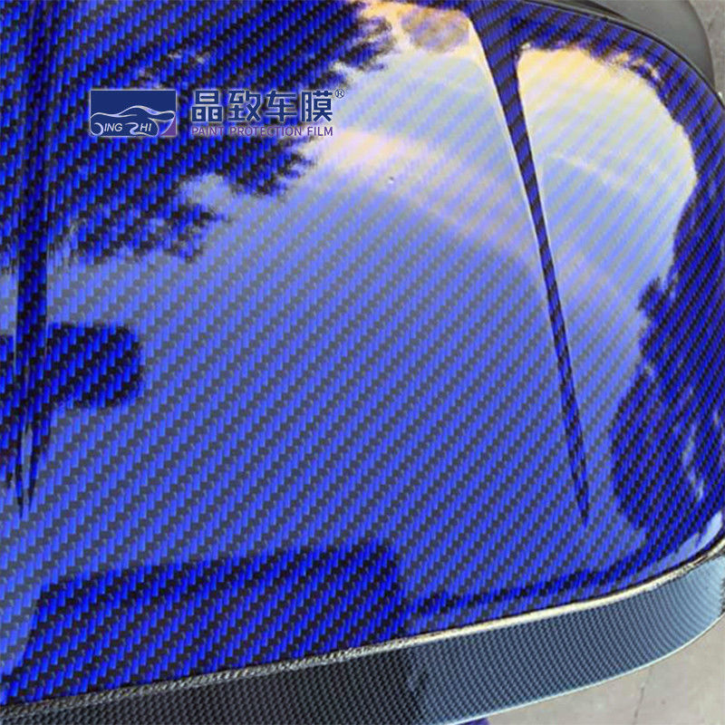 colore blu scuro della fibra del carbonio del film 3D del vinile dell'ANIMALE DOMESTICO di 1.52x30M Stretchable